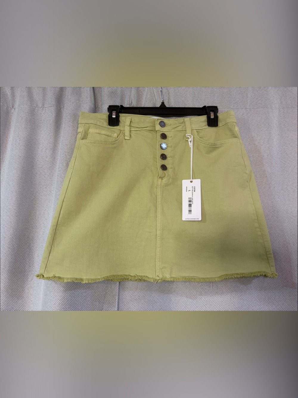 Just Black Light Green Button-Front Mini Skirt